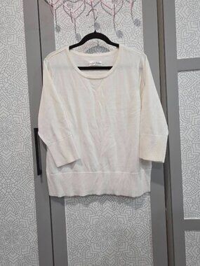 Ladies Elisabeth Williams Off White Sweater 3/4 Sleeves, si